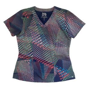 Barco One Multicolor Geometric Print Scrub Top